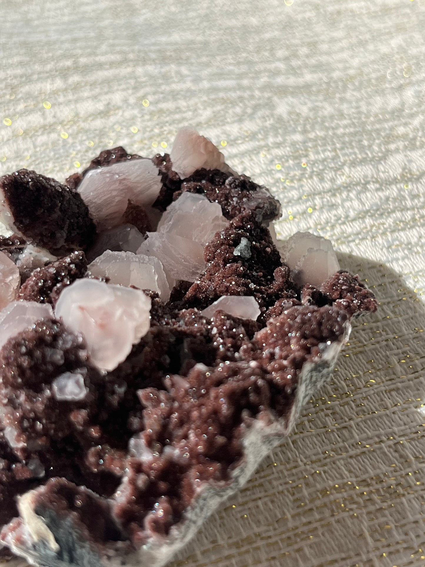 Twilight Plum Quartz with Sakura Blossom Calcite Specimen C