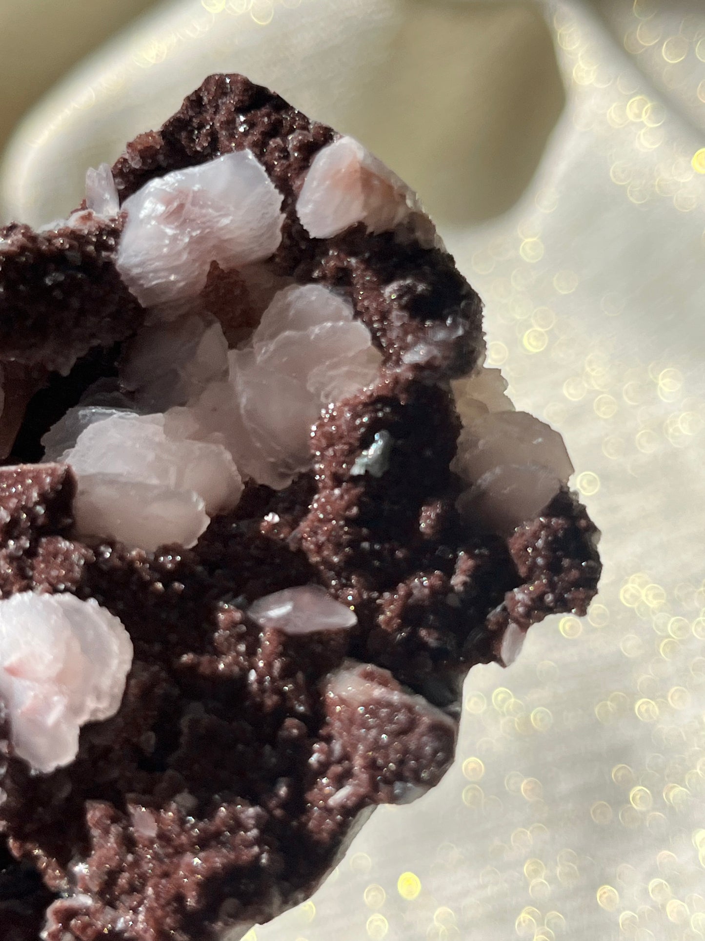 Twilight Plum Quartz with Sakura Blossom Calcite Specimen C