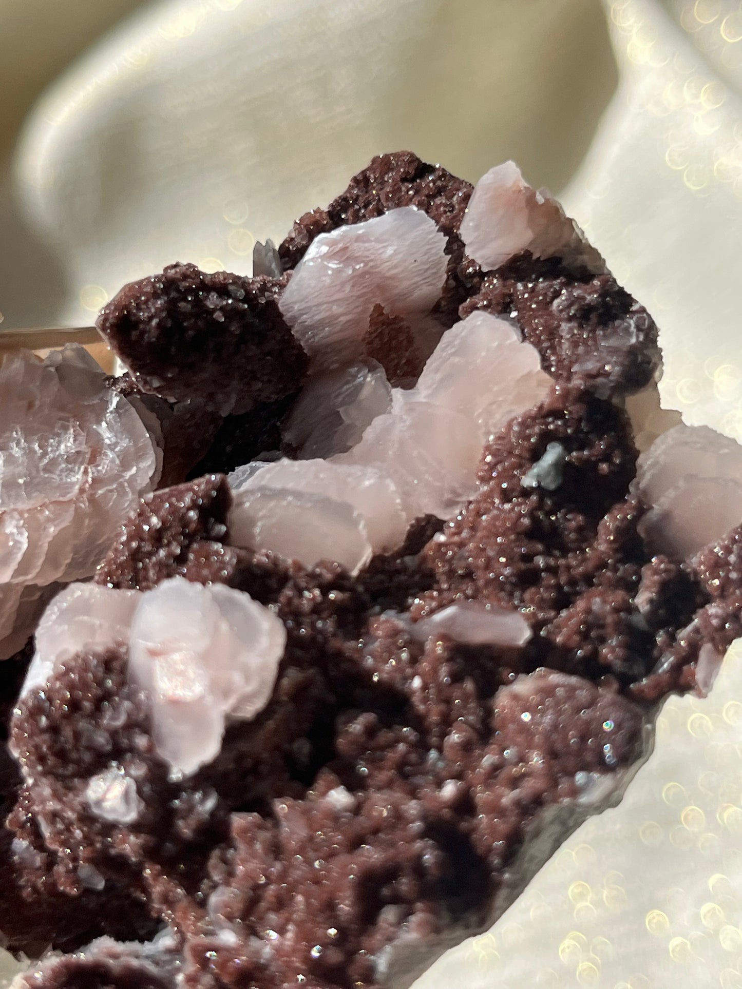 Twilight Plum Quartz with Sakura Blossom Calcite Specimen C