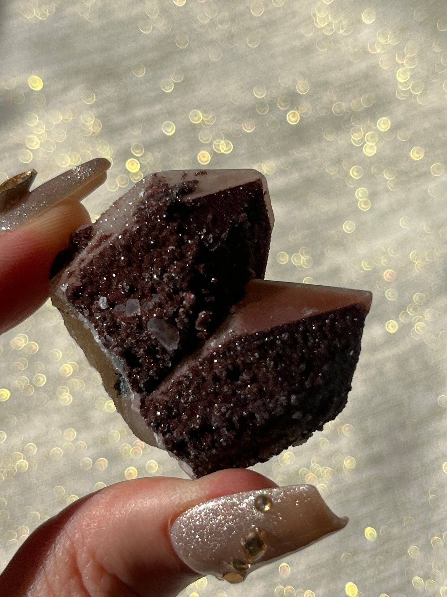 Twilight Plum Quartz with Sakura Blossom Calcite Specimen I