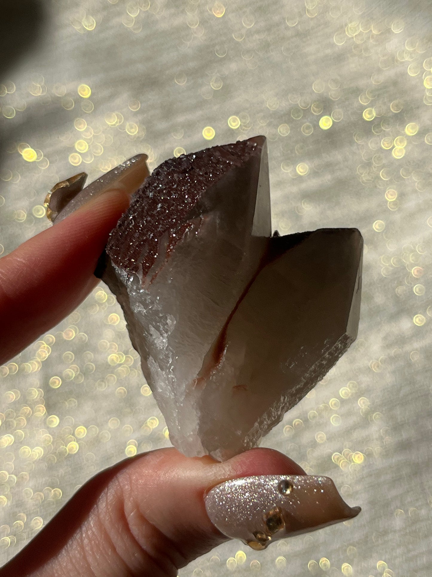 Twilight Plum Quartz with Sakura Blossom Calcite Specimen I