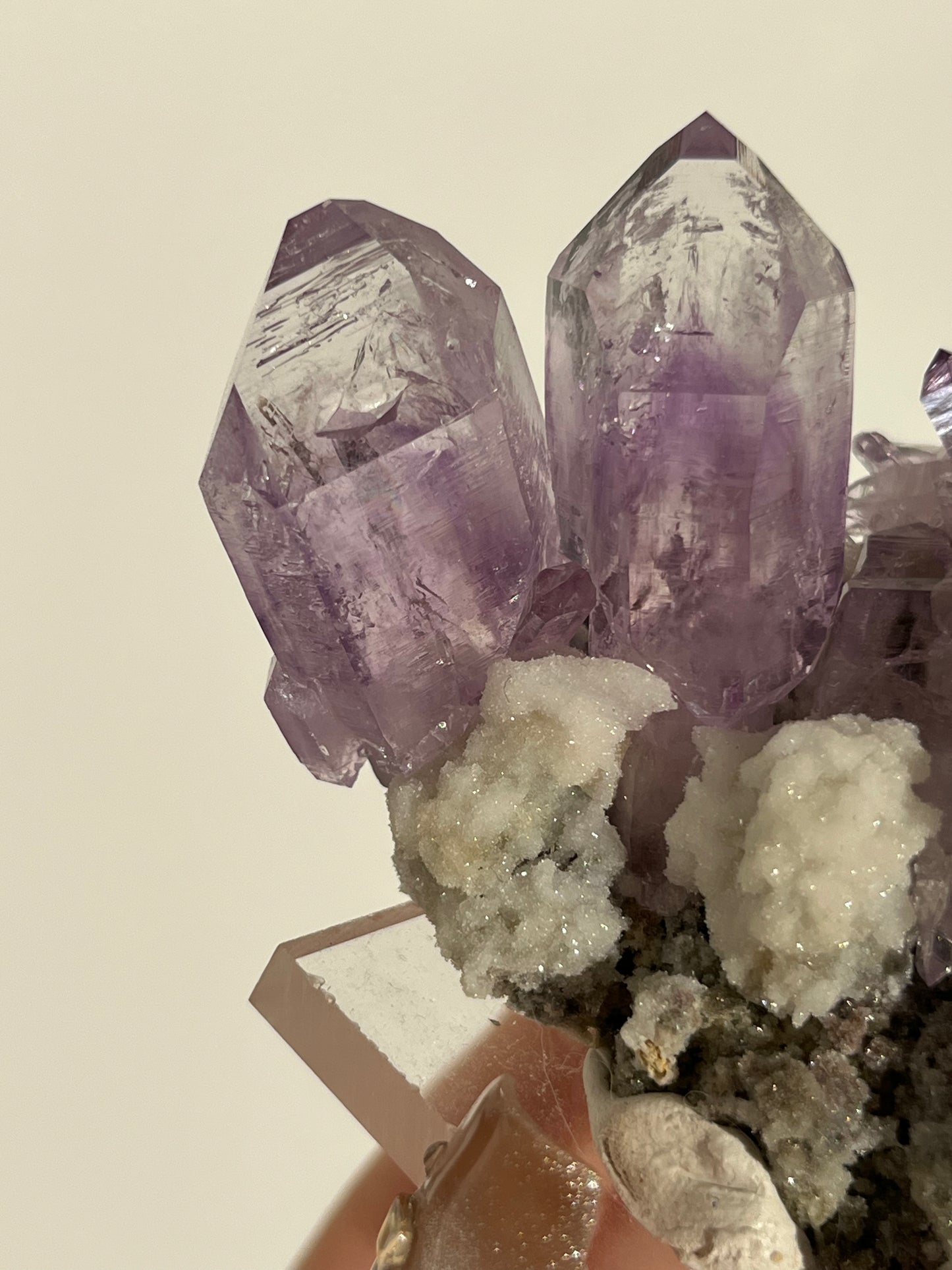 Vera Cruz Amethyst Specimen with Quartz on Stand (3 Enhydros)