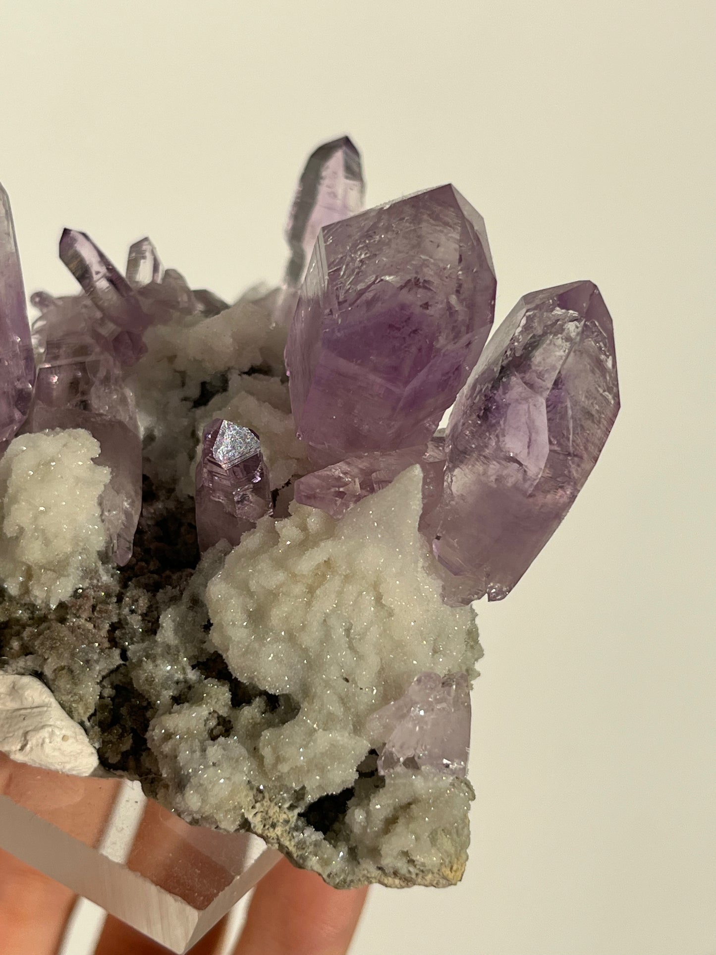 Vera Cruz Amethyst Specimen with Quartz on Stand (3 Enhydros)