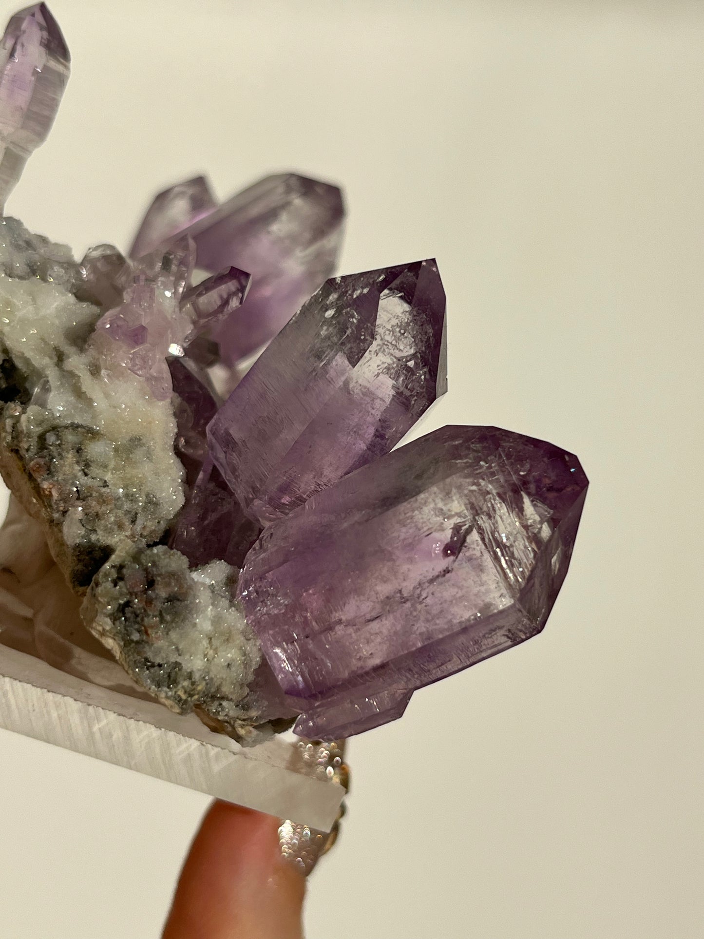 Vera Cruz Amethyst Specimen with Quartz on Stand (3 Enhydros)