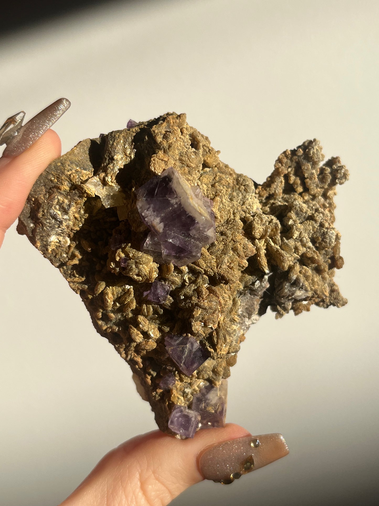 Yaogangxian Purple Fluorite Specimen with Intra Calcite Zoning A