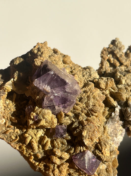 Yaogangxian Purple Fluorite Specimen with Intra Calcite Zoning A