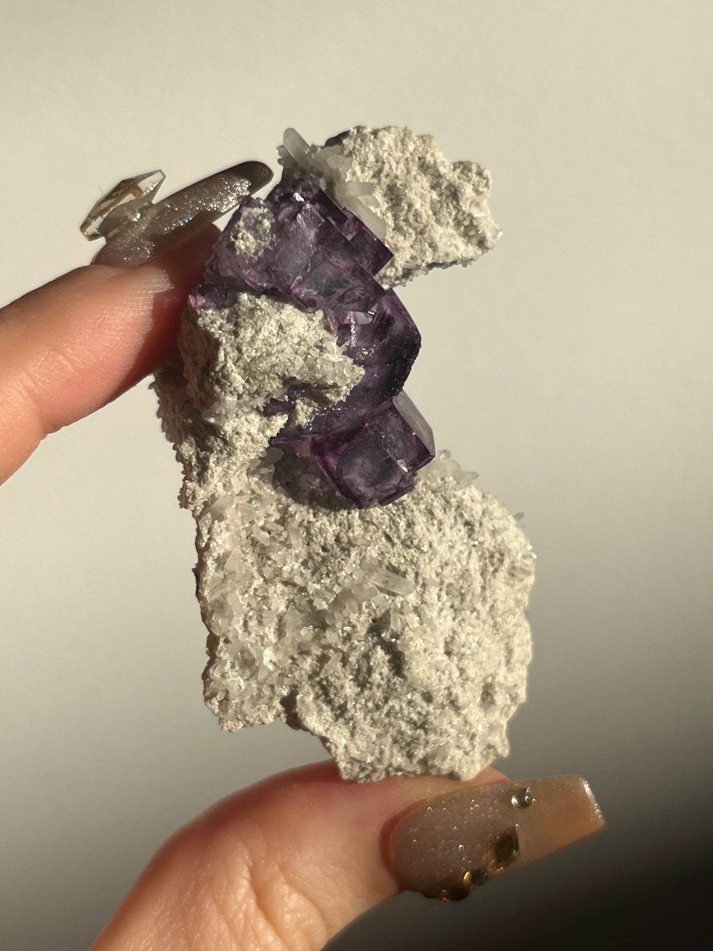 Yaogangxian Purple Fluorite with Quartz Specimen B