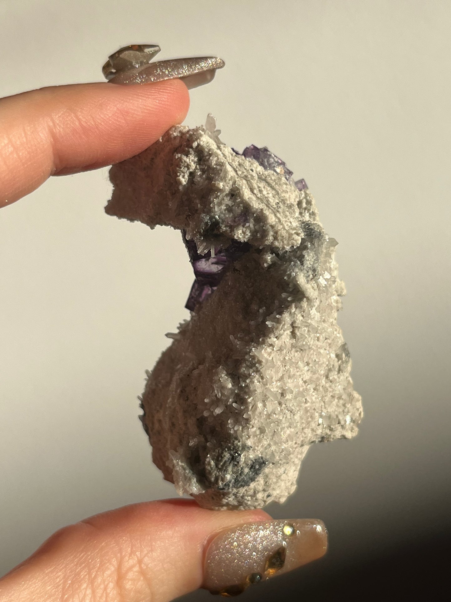 Yaogangxian Purple Fluorite with Quartz Specimen B