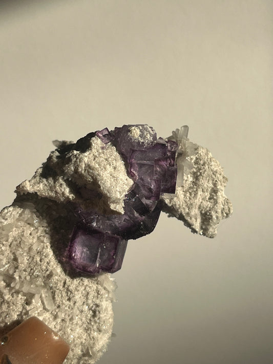 Yaogangxian Purple Fluorite with Quartz Specimen B