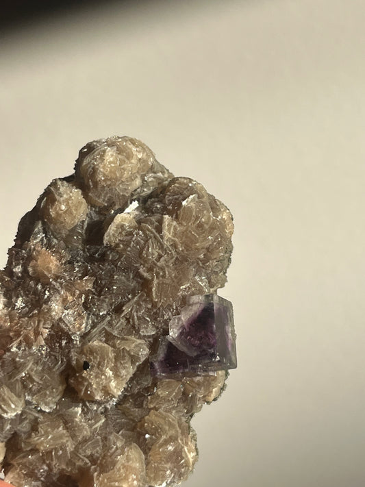 Yaogangxian Purple Phantom Fluorite Specimen with Muscovite and Chlorite Coated Quartz C