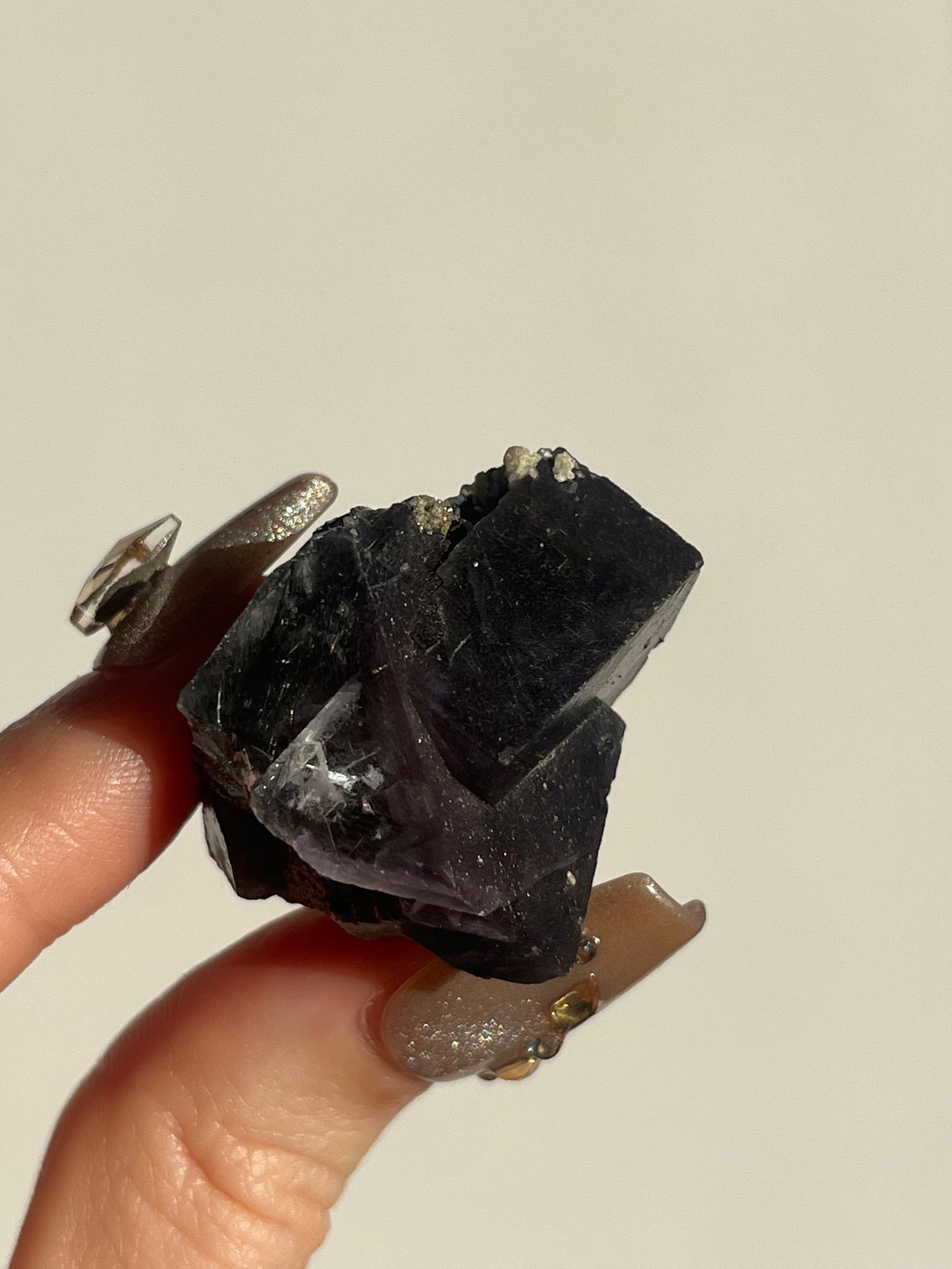 Yaogangxian Purple Fluorite Specimen with Bisthmunite Rutile Inclusions F