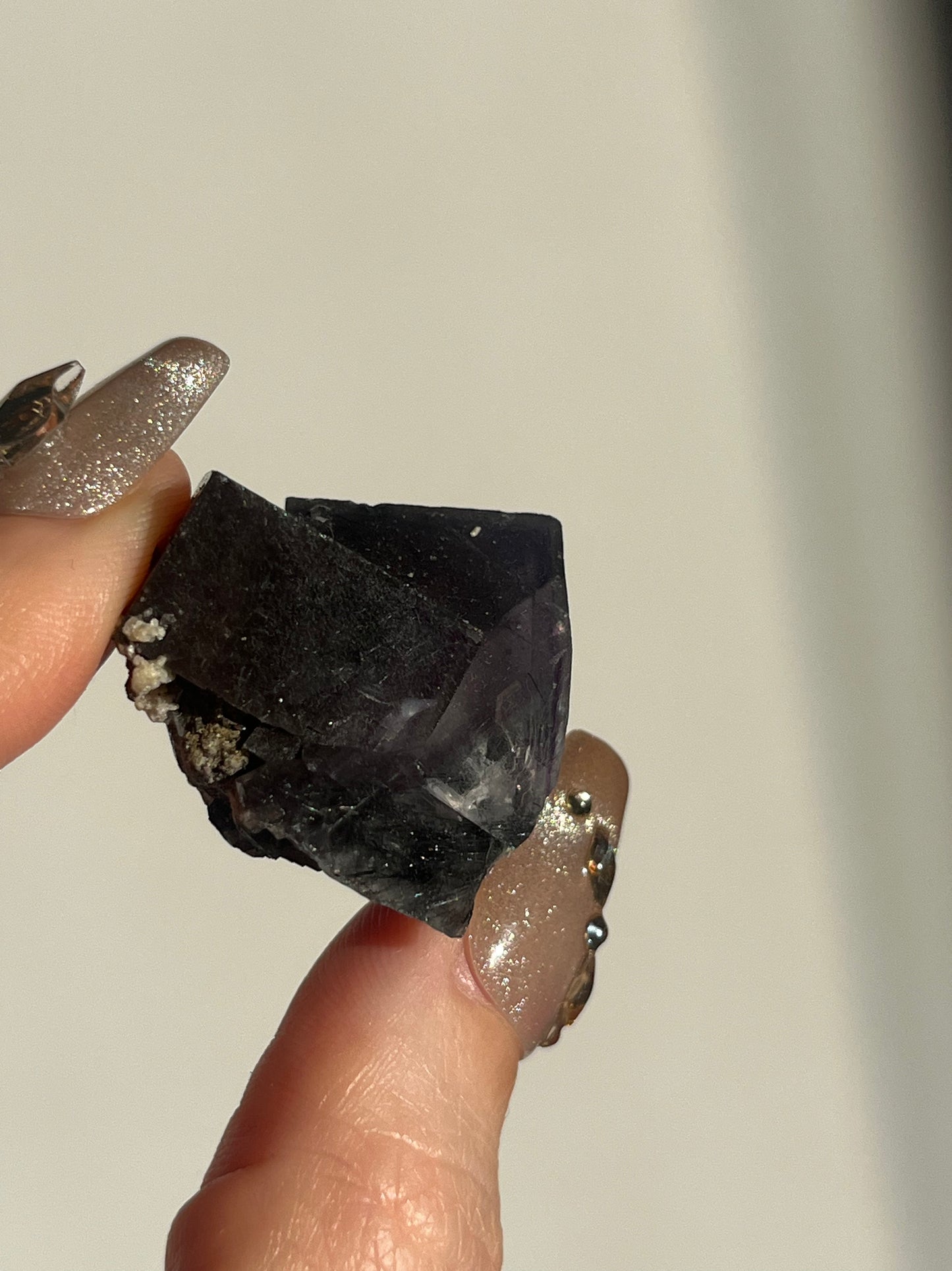 Yaogangxian Purple Fluorite Specimen with Bisthmunite Rutile Inclusions F
