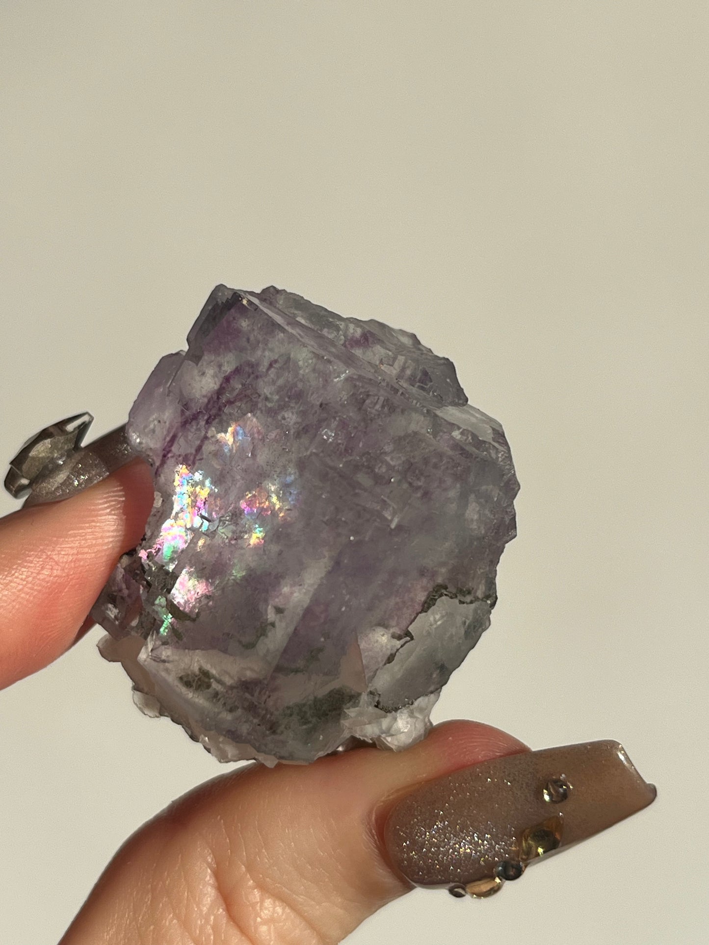 Yaogangxian Purple-Blue Phantom Fluorite with Rose Calcite Specimen D