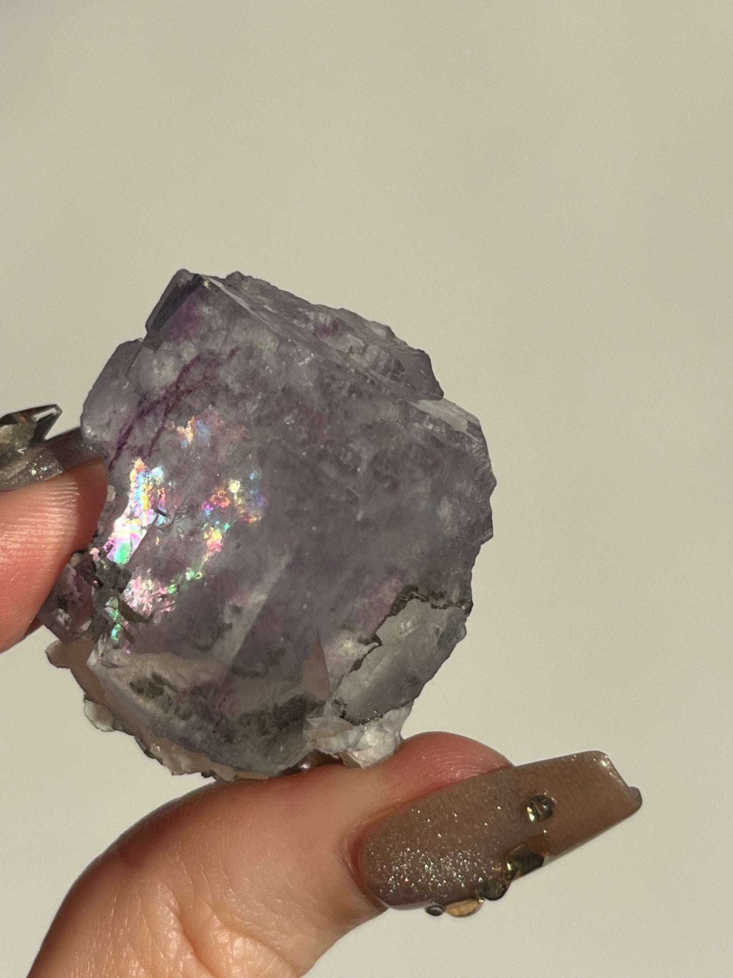 Yaogangxian Purple-Blue Phantom Fluorite with Rose Calcite Specimen D