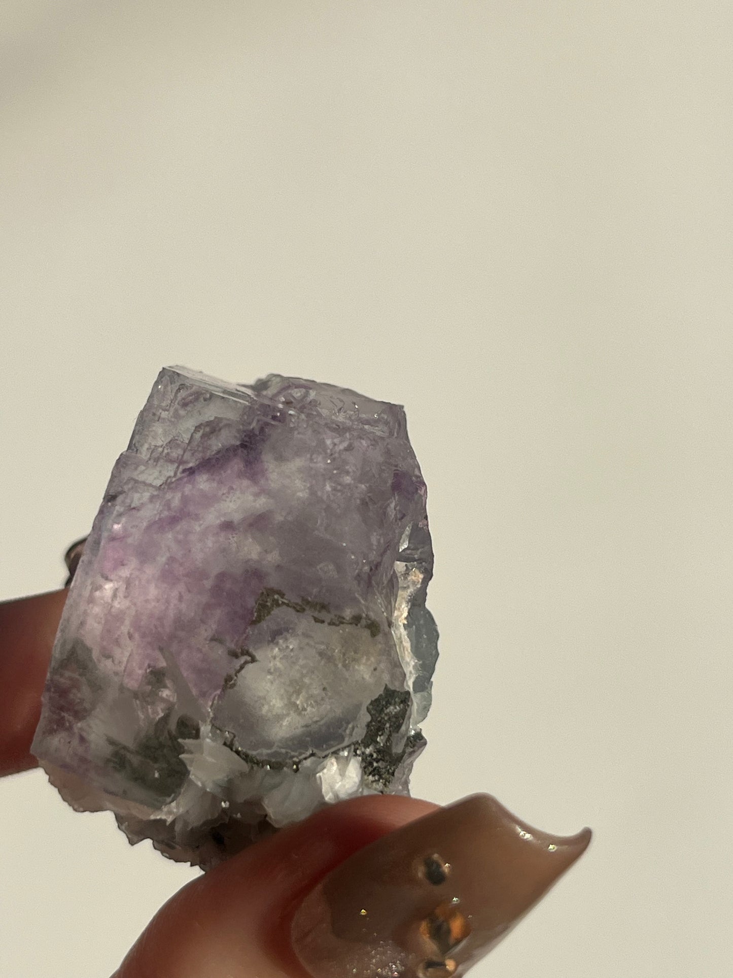 Yaogangxian Purple-Blue Phantom Fluorite with Rose Calcite Specimen D