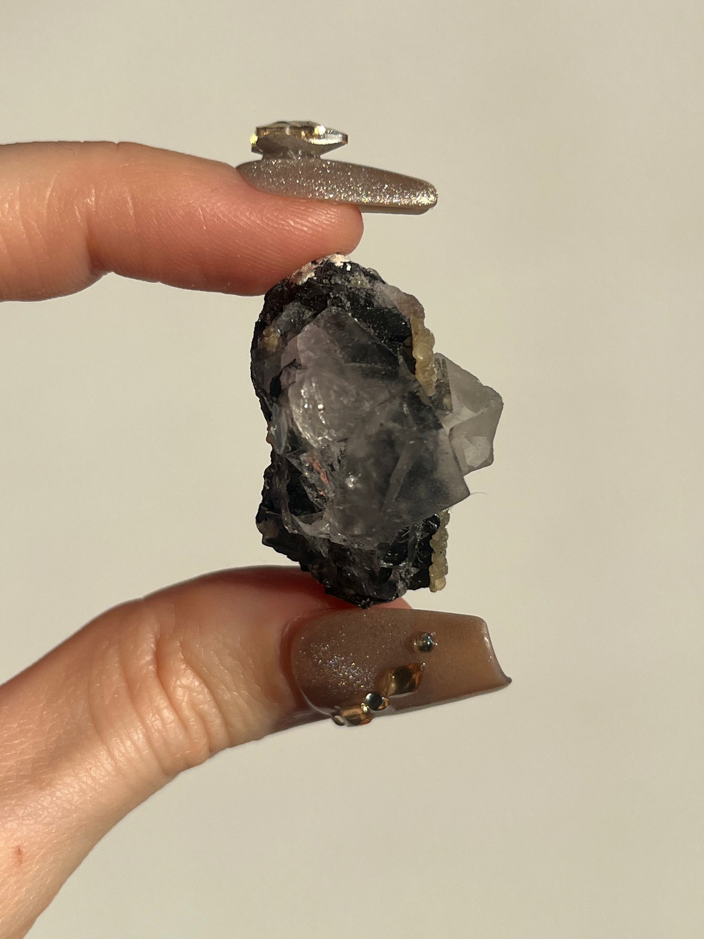 Yaogangxian Clear Fluorite Specimen with Wulframite and Muscovite H