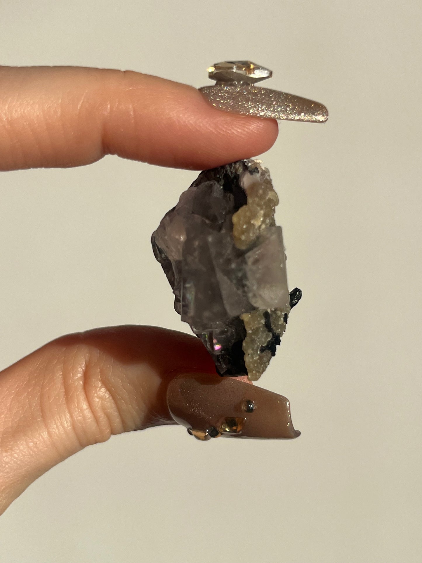 Yaogangxian Clear Fluorite Specimen with Wulframite and Muscovite H