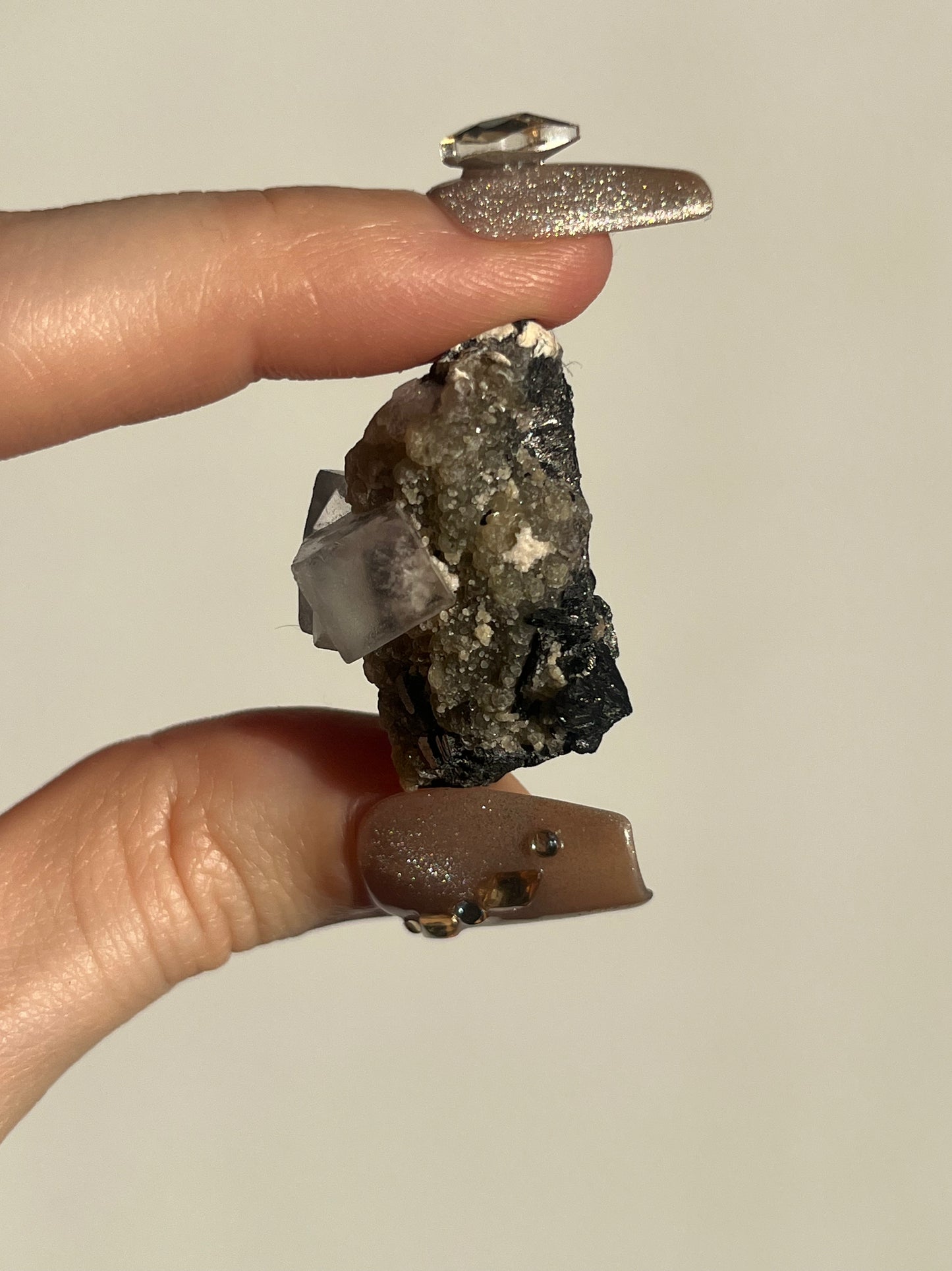 Yaogangxian Clear Fluorite Specimen with Wulframite and Muscovite H
