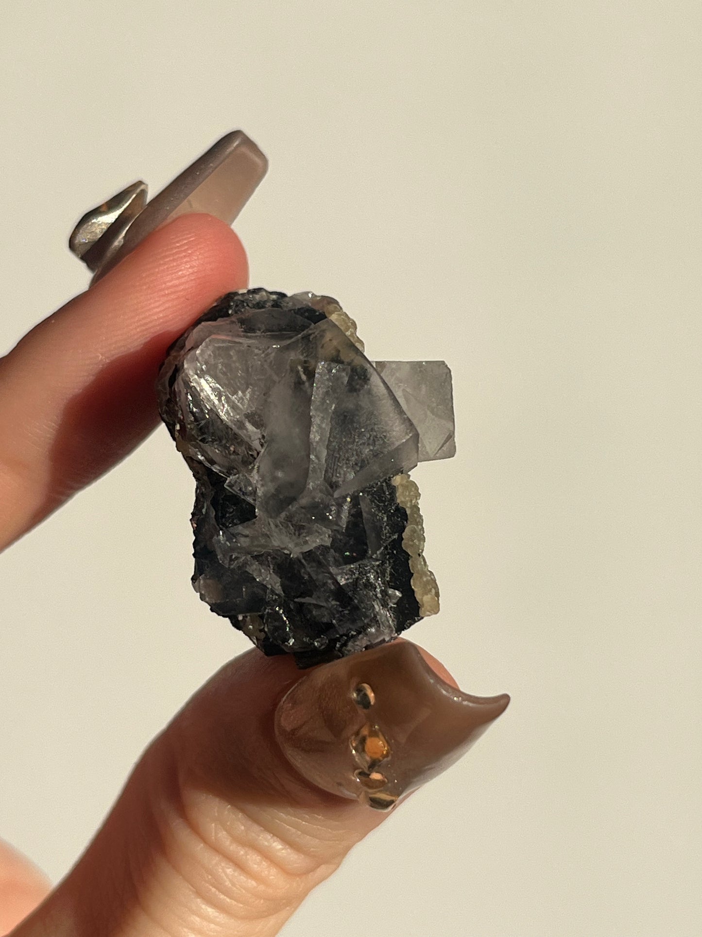 Yaogangxian Clear Fluorite Specimen with Wulframite and Muscovite H