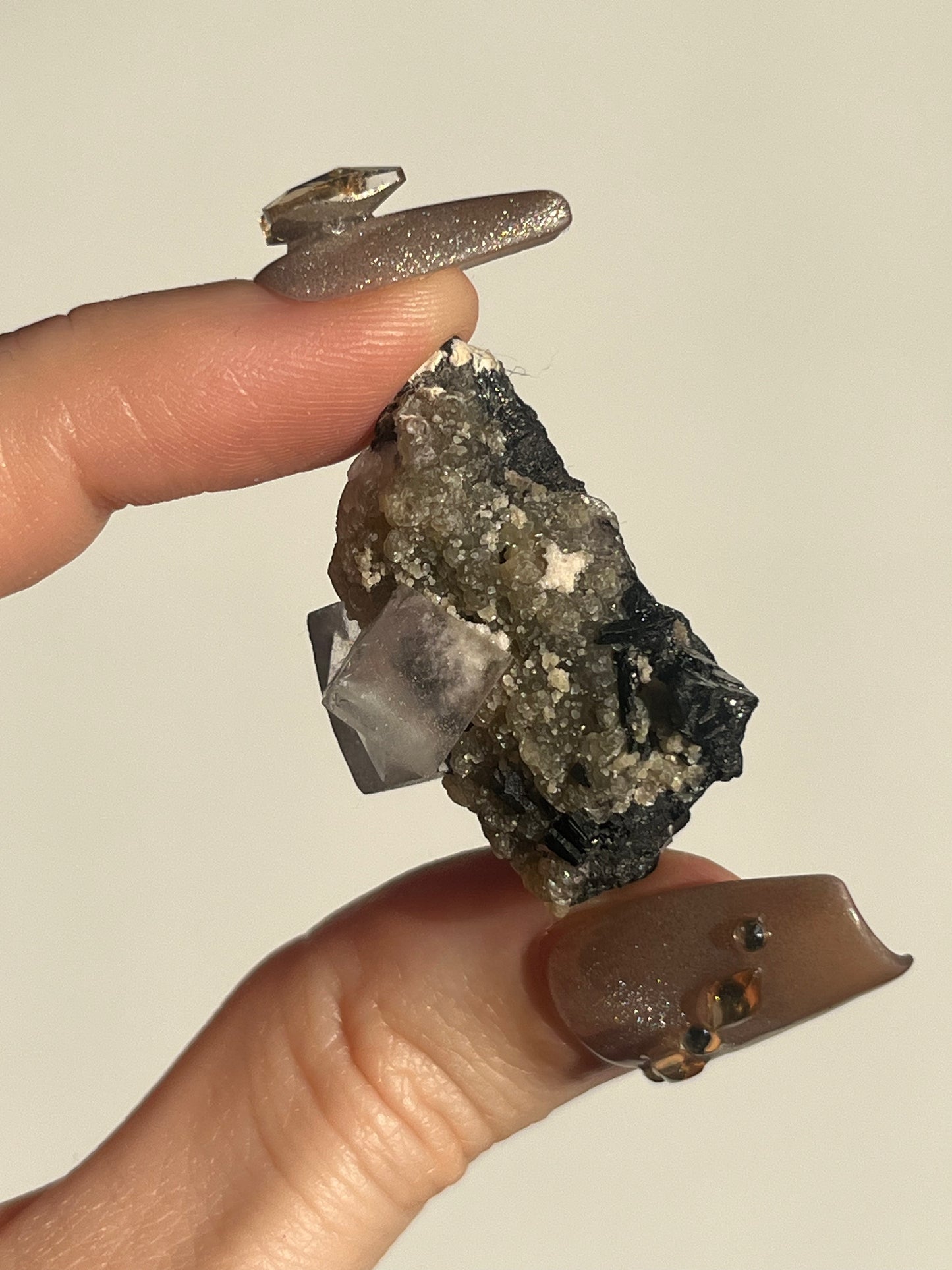 Yaogangxian Clear Fluorite Specimen with Wulframite and Muscovite H