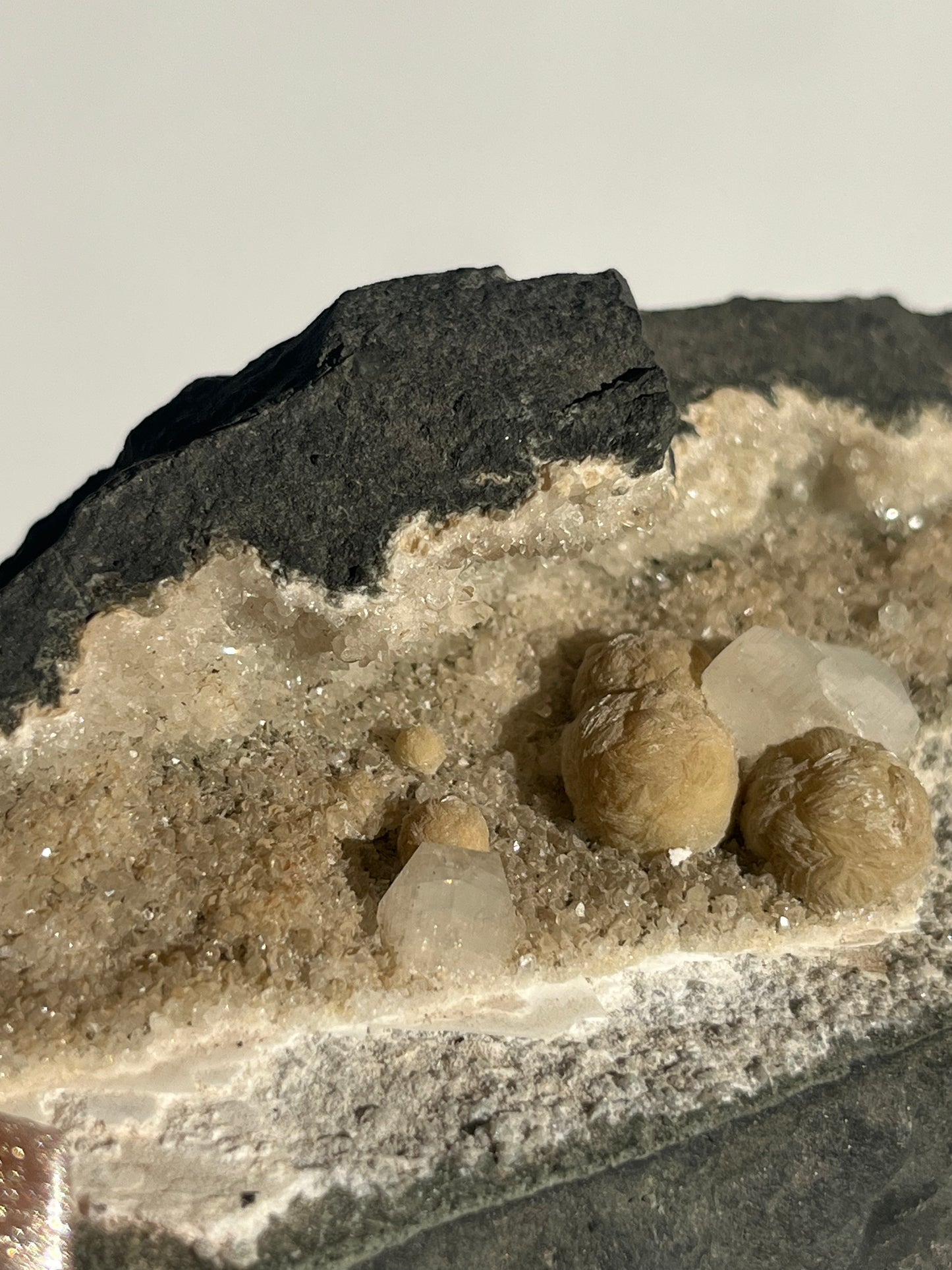 Yellow Gyrolite with Prehnite and Apophyllite Specimen A