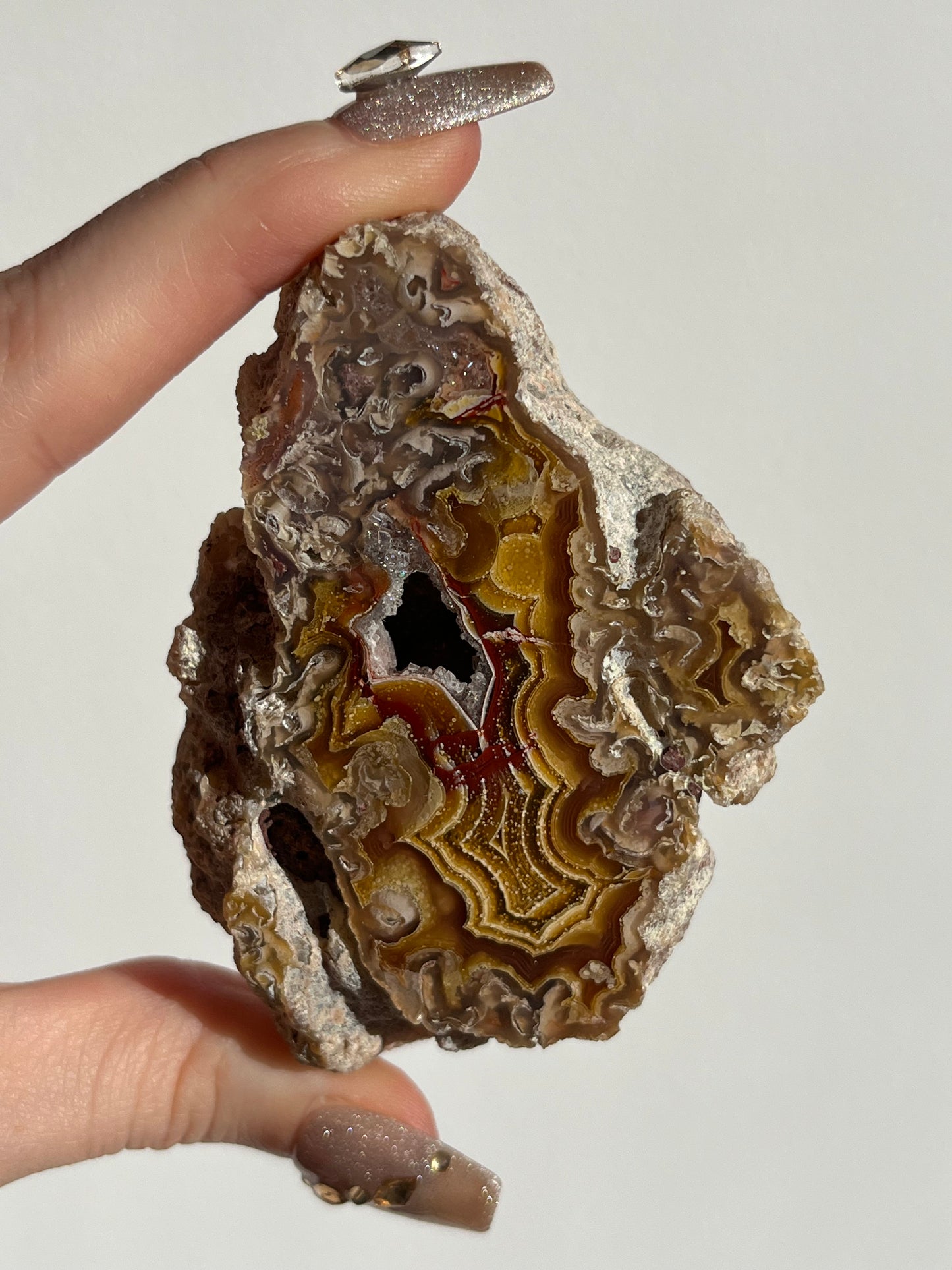 “The Artist’s Canvas” Yellow Laguna Agate with Starry Night Chalcedony Inclusions (ex. Sachdave S Collection)