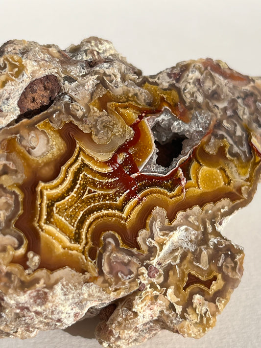 “The Artist’s Canvas” Yellow Laguna Agate with Starry Night Chalcedony Inclusions (ex. Sachdave S Collection)