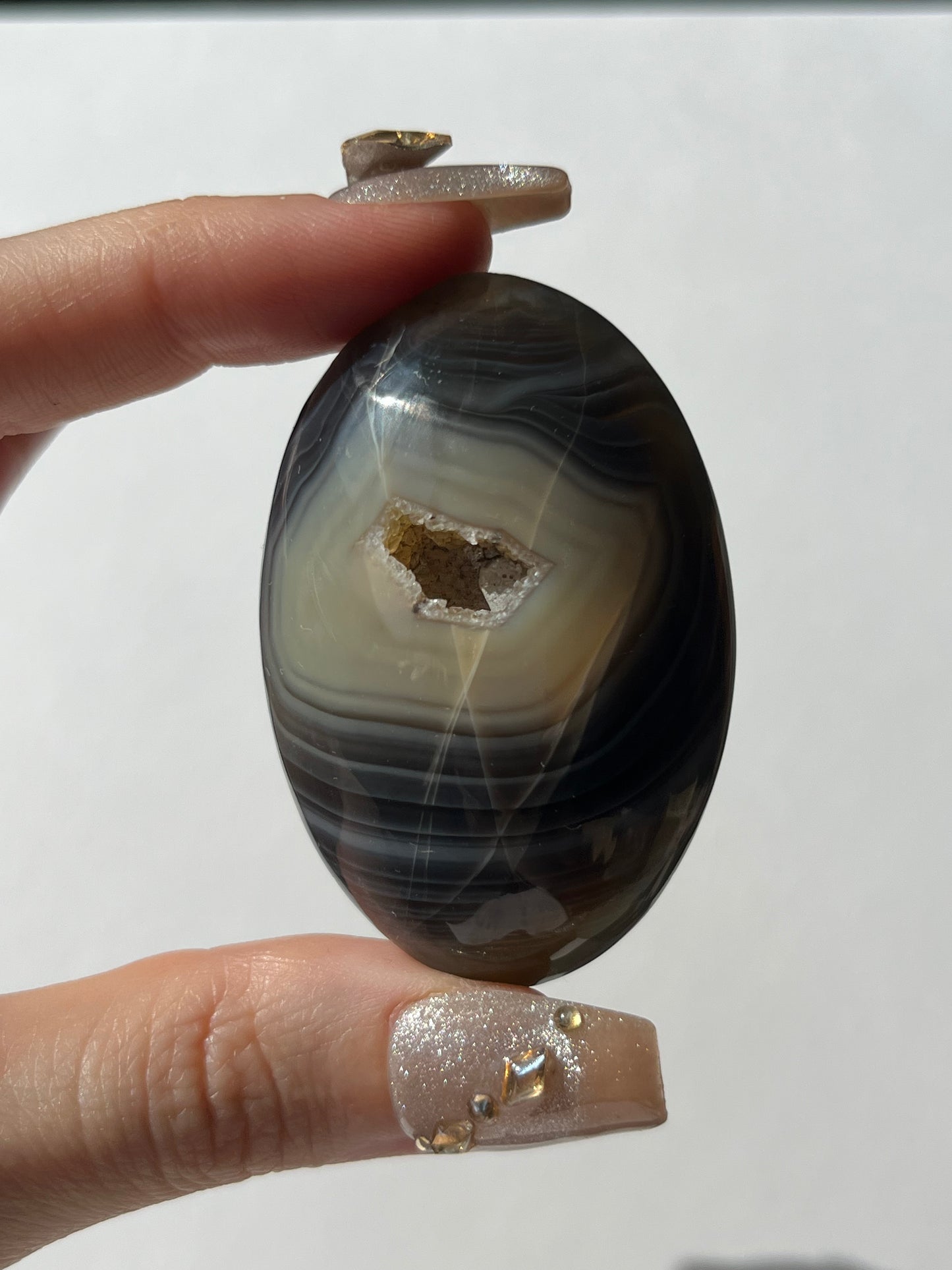 Yellow and Blue Banded Agate Palmstone A