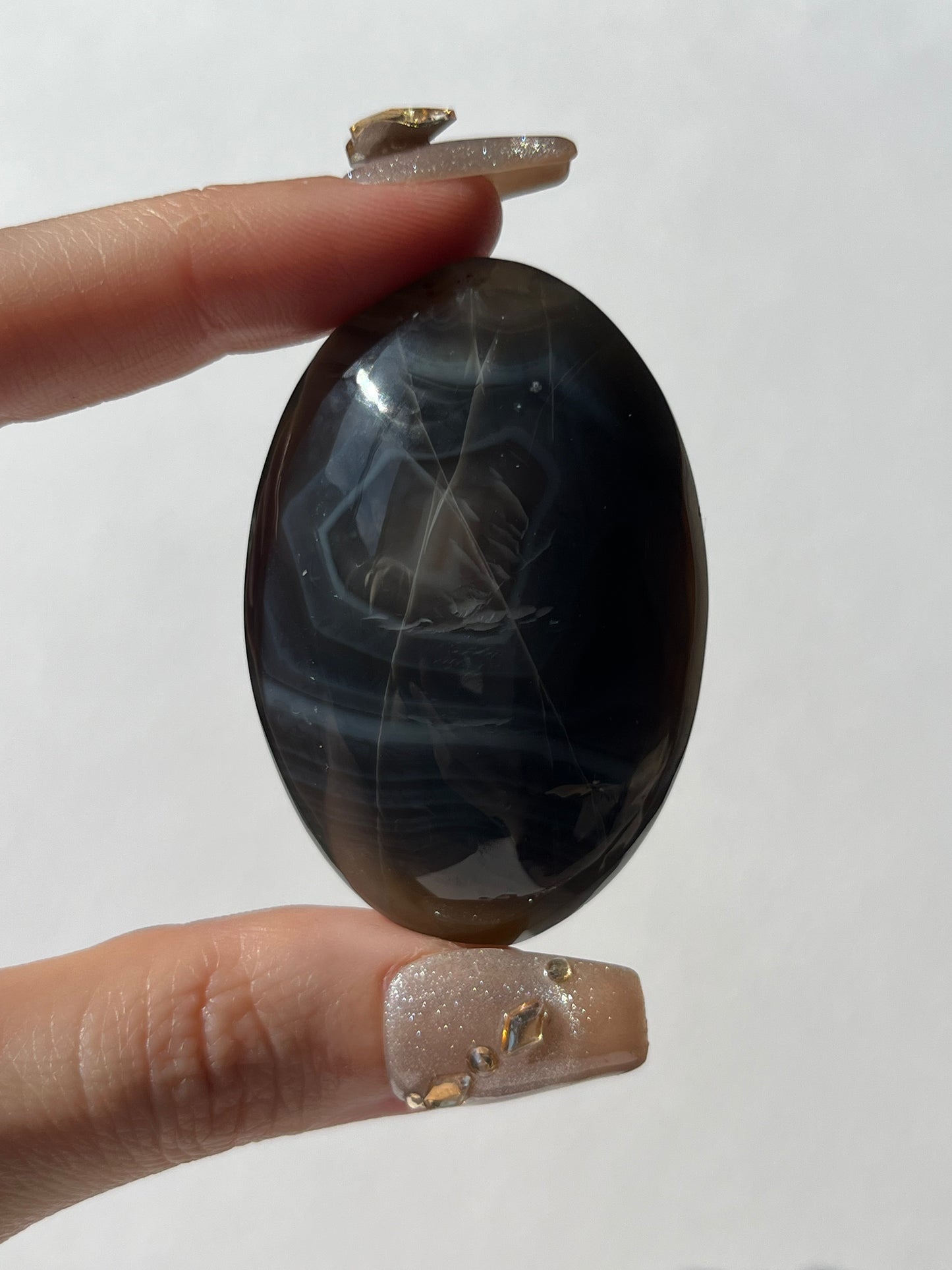 Yellow and Blue Banded Agate Palmstone A