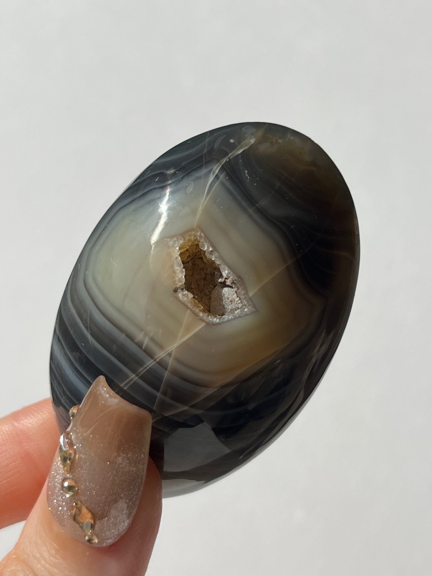 Yellow and Blue Banded Agate Palmstone A