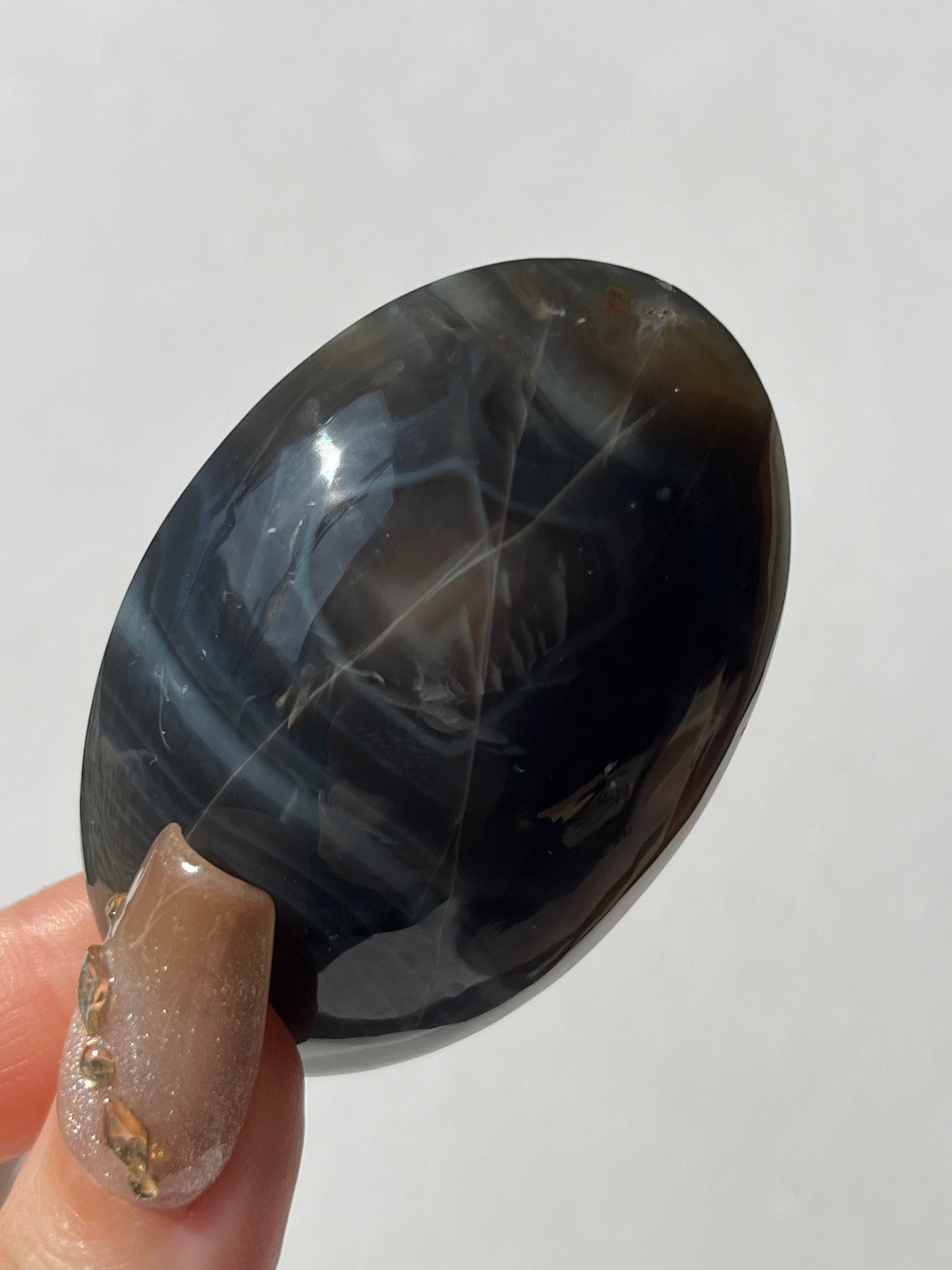 Yellow and Blue Banded Agate Palmstone A