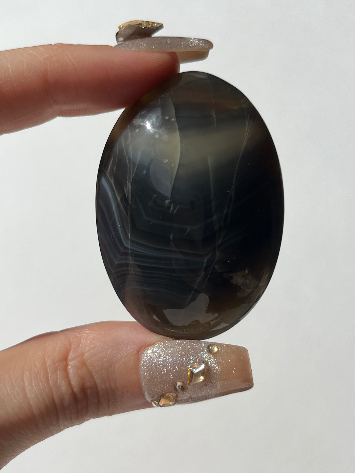 Yellow and Blue Banded Agate Palmstone D