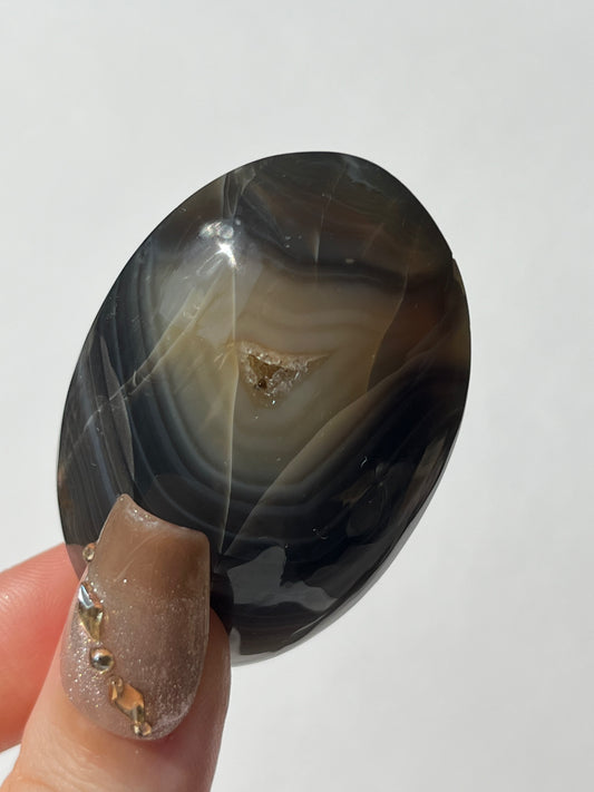 Yellow and Blue Banded Agate Palmstone D