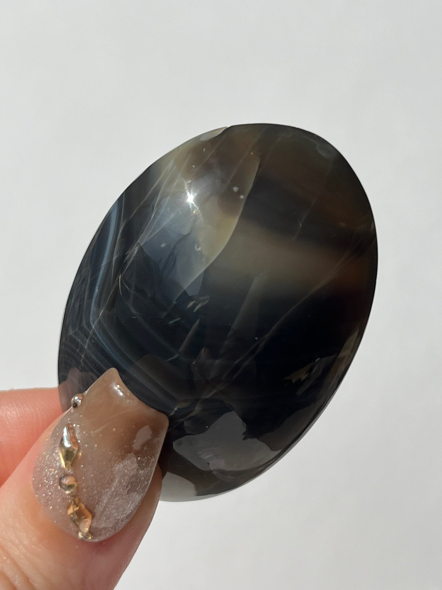 Yellow and Blue Banded Agate Palmstone D