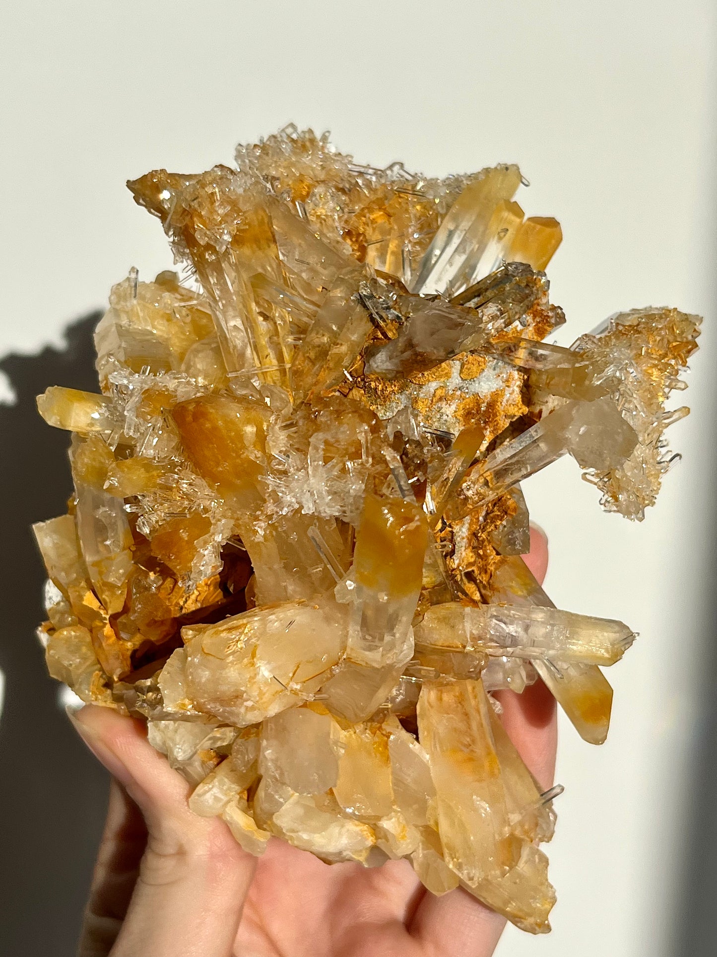 “Crowning Glory” Mango Quartz Statement Cluster 06 (Cabinet Specimen)