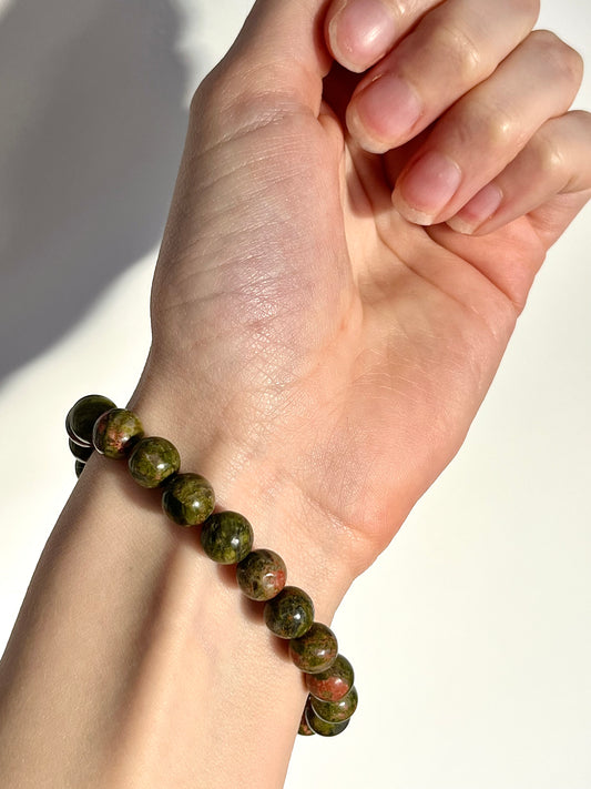 Unakite 8mm Bead Bracelet