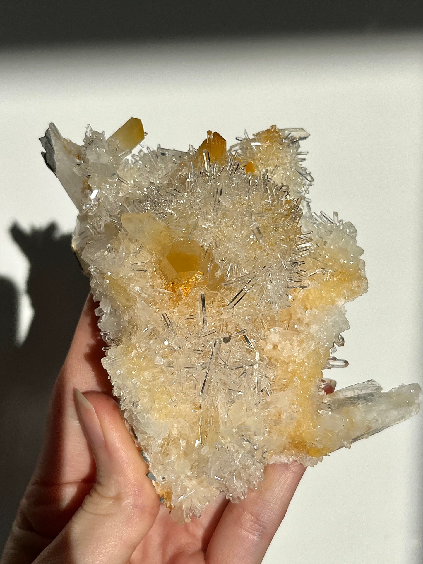 “Starburst” Mango Quartz Statement Cluster 03 (Cabinet Specimen)