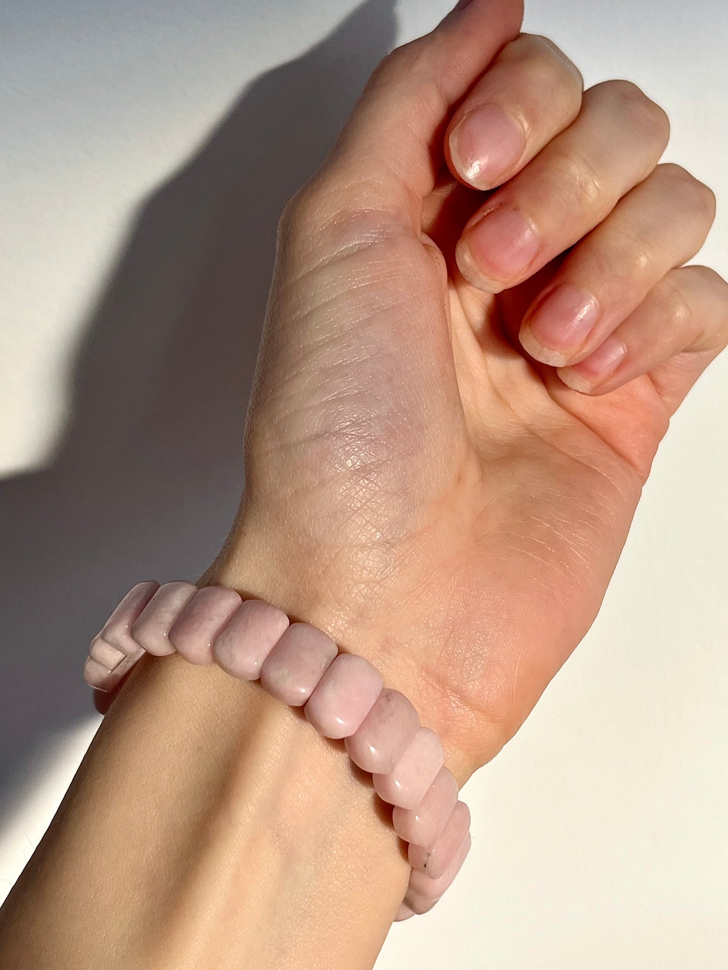 Pink Opal Oval Bead Bangle Bracelet