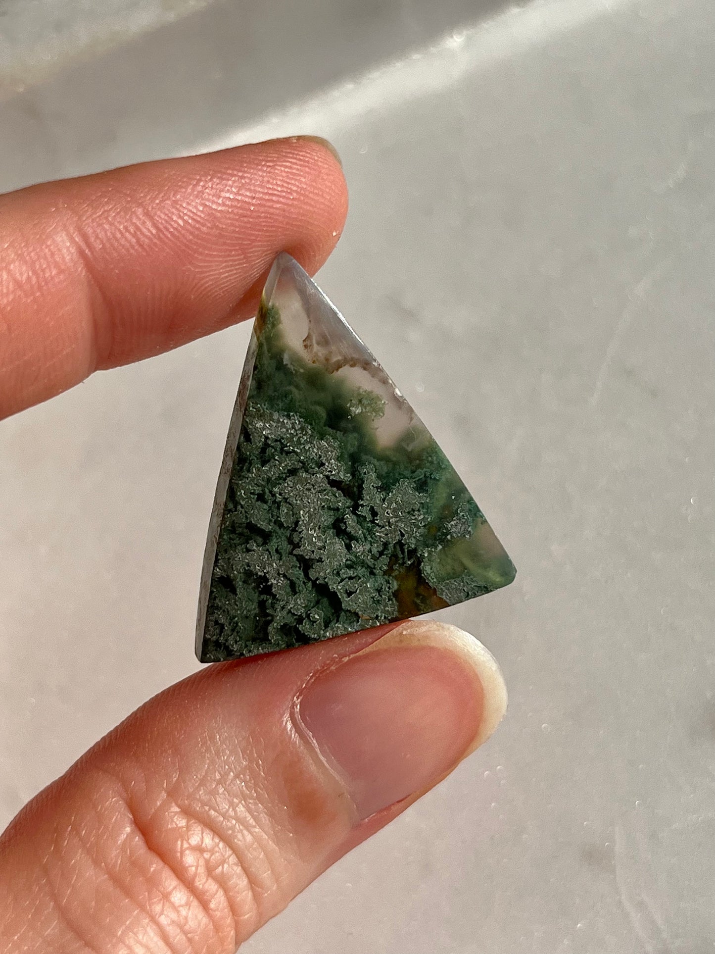 Danau Agate with Green Moss Triangle Cabochon (You Choose)