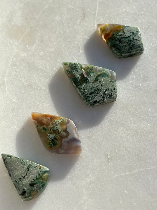 Danau Agate with Green Moss Kite & Sector Cabochon (You Choose)