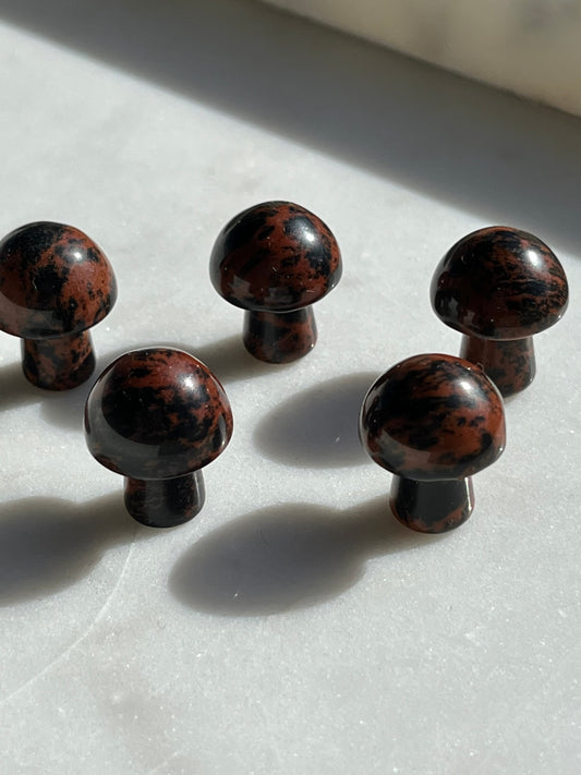 Mahogany Obsidian Mushroom Carving