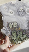 Load and play video in Gallery viewer, Danau Agate with Green Moss &amp; Quartz Slab #6
