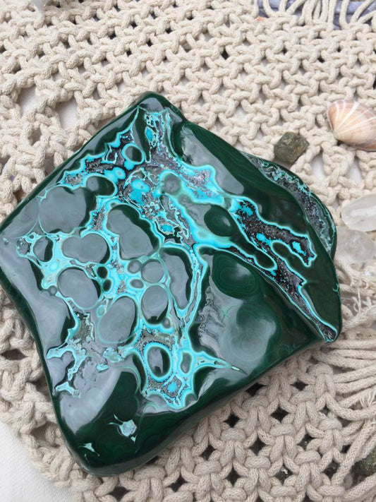 A Grade Malachite, Chrysocolla & Heterogenite Freeform