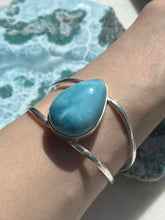 Load image into Gallery viewer, ‘Arielle’ Larimar Teardrop Bangle w/ Adjustable Sterling Silver Wristband
