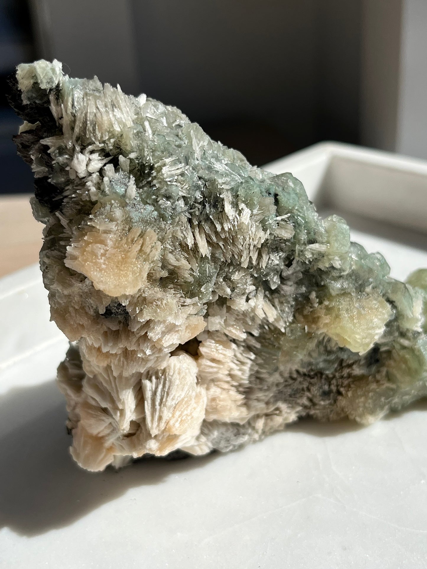 Green Apophyllite w/Stilbite & Scolecite Inclusions on Basalt Matrix Specimen #15