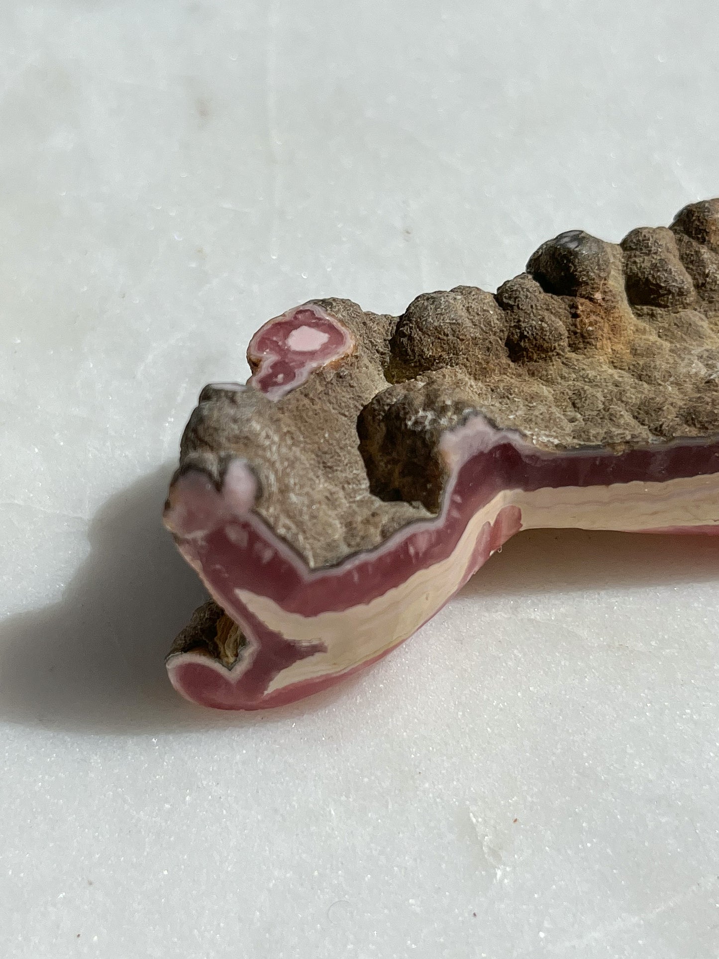 Raro espécimen rosa gemmy de rodocrosita de la década de 1980 #77