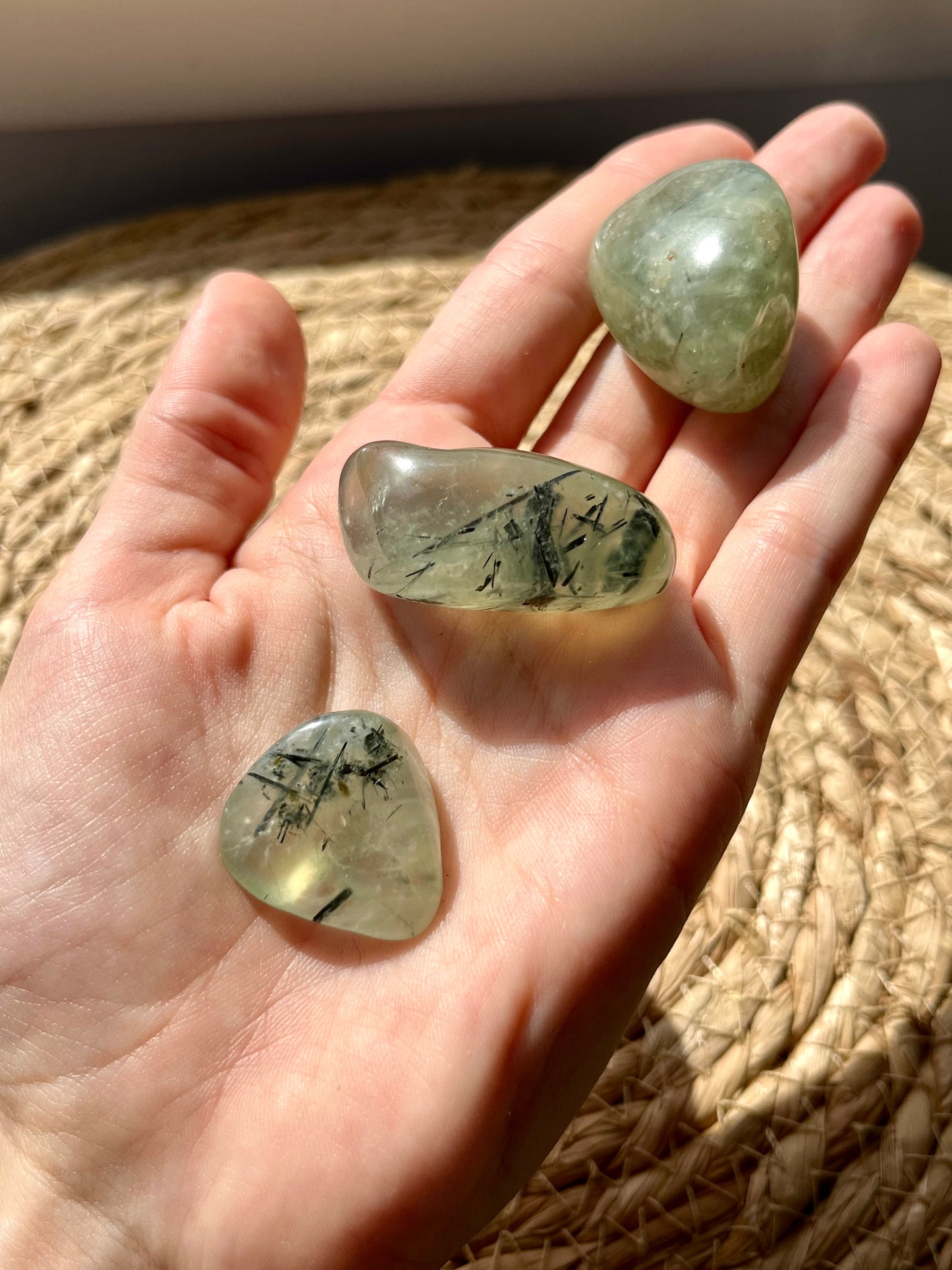 Prehnite Tumbled Stone (w/Epidote Inclusions)