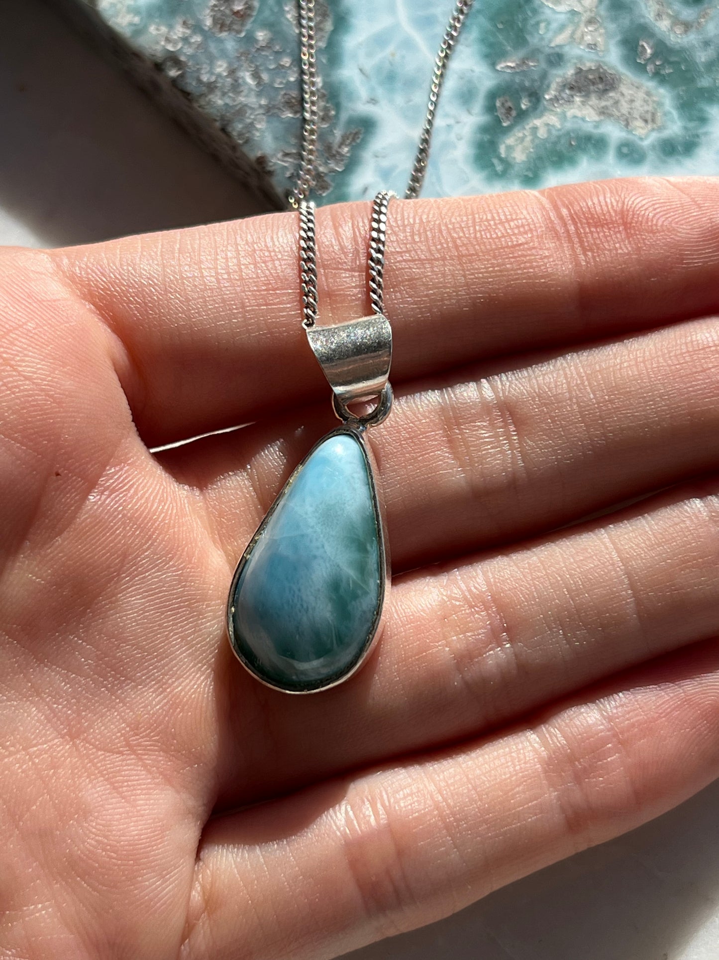 ‘Reflections’ Larimar Sterling Silver Pendant #1