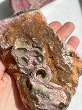 Load image into Gallery viewer, Rare 1980s Rhodochrosite Stalactite Eye Slab Pair
