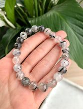 Load image into Gallery viewer, Tourmalinated Quartz Bead Bracelet 8mm
